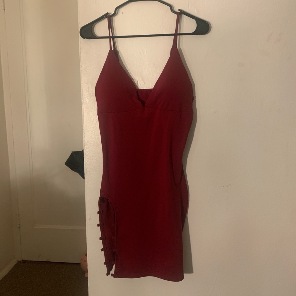 Sexy Red Low Cut Cleavage Mini Dress